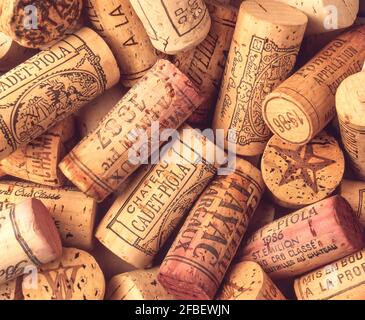 Sammlung französischer Weinkorken, Saint-Emilion, Gironde. Aquitaine, Frankreich Stockfoto