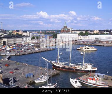 Blick auf den Hafen, Uusimaa Region, Helsinki, Finnland Stockfoto