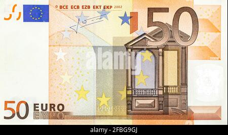 Nahaufnahme 50-Euro-Banknote, Makrofoto Stockfoto