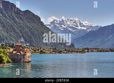 Schloss Chillon am Genfer See, Schweiz Stockfoto