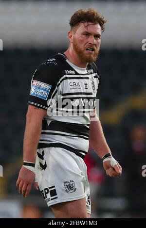 Hull, England. Freitag, 23. April 2021. Scott Taylor vom Hull FC reagiert während des Betfred Super League-Spiels zwischen Hull FC und Wakefield Trinity im KCOM Stadium. (Ashley Allen/Alamy Live News. Stockfoto