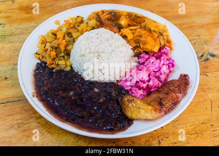 Casado - typisches Essen in Costa Rica Stockfoto