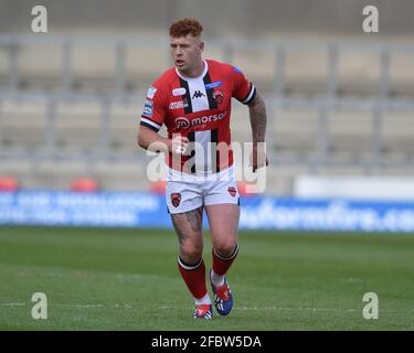 Harvey Livett (20) von Salford Red Devils während des Spiels Stockfoto