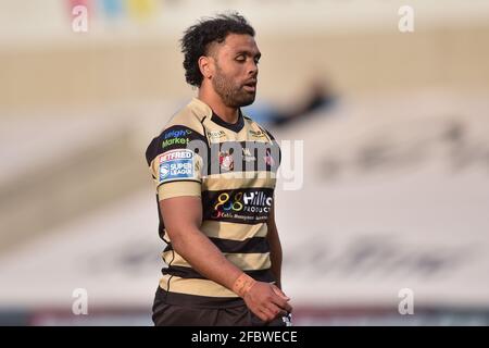 Eccles, Großbritannien. April 2021. Mark Ioane (10) von Leigh Centurions während des Spiels in Eccles, Vereinigtes Königreich am 4/23/2021. (Foto von Richard Long/News Images/Sipa USA) Quelle: SIPA USA/Alamy Live News Stockfoto