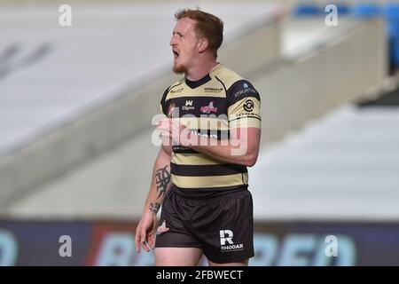 Eccles, Großbritannien. April 2021. Jordan Thompson (12) von Leigh Centurions während des Spiels in Eccles, Vereinigtes Königreich am 4/23/2021. (Foto von Richard Long/News Images/Sipa USA) Quelle: SIPA USA/Alamy Live News Stockfoto