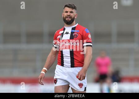 Eccles, Großbritannien. April 2021. Elliot Kear (19) von Salford Red Devils während des Spiels in Eccles, Vereinigtes Königreich am 4/23/2021. (Foto von Richard Long/News Images/Sipa USA) Quelle: SIPA USA/Alamy Live News Stockfoto