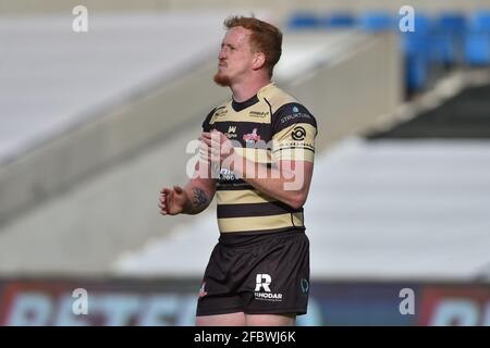 Eccles, Großbritannien. April 2021. Jordan Thompson (12) von Leigh Centurions während des Spiels in Eccles, Vereinigtes Königreich am 4/23/2021. (Foto von Richard Long/News Images/Sipa USA) Quelle: SIPA USA/Alamy Live News Stockfoto