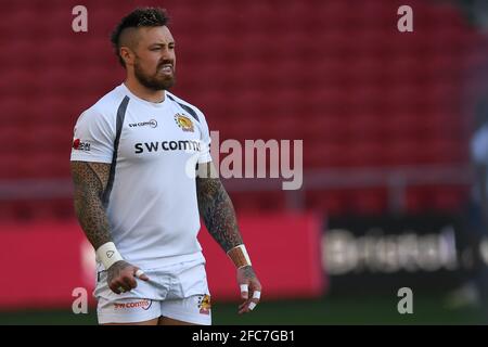 Jack Nowell von Exeter Chiefs während des Aufwärmpuls vor dem Spiel Stockfoto