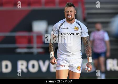 Bristol, Großbritannien. April 2021. Jack Nowell von Exeter Chiefs während der Aufwärmphase vor dem Spiel in Bristol, Großbritannien am 4/23/2021. (Foto von Mike Jones/News Images/Sipa USA) Quelle: SIPA USA/Alamy Live News Stockfoto