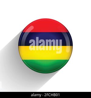 Glaskugel mit Flagge von Mauritius. Runde Kugel, Vorlagensymbol. Mauritisches nationales Symbol. Glänzende realistische Kugel, 3D abstrakter Vektor Stock Vektor