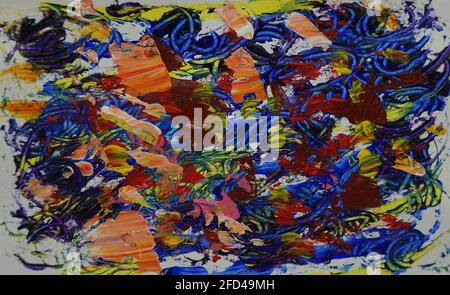 Hand gemalt Original Impressionismus Meisterwerke Maler Pinselstrich schnelle Bewegung der Kunst Ölgemälde abstrakter bunter Hintergrund für Design Stockfoto