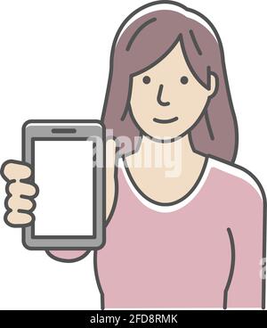 Junge Frau zeigt Vektordarstellung des Smartphone-Displays Stock Vektor