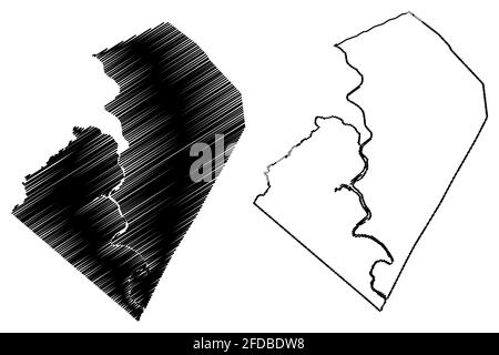 Summers County, State of West Virginia (US-County, Vereinigte Staaten von Amerika, USA, USA, USA) Kartenvektordarstellung, Scribble-Skizze Summers-Karte Stock Vektor