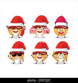 Weihnachtsmann-Emoticons mit Takoyaki-Zeichentrickfigur. Vektorgrafik Stock Vektor