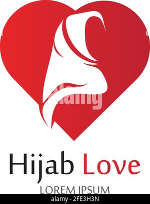 Hijab Love Logo Vektor Symbol Design Template-Vektor Stock Vektor