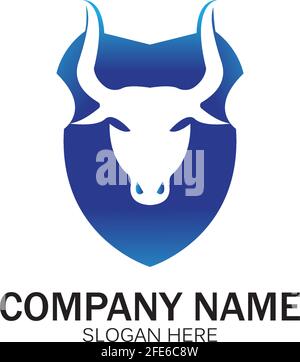 Kreative wütend Schild Stier Kopf Logo Design Symbol Vektor Illustration-Vektor Stock Vektor