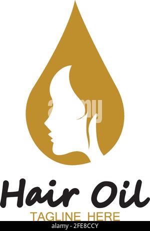 Haaröl Essential Logo mit Tropfen Öl und Haar-Logo Symbolvektor Stock Vektor