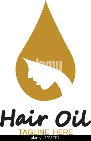 Haaröl Essential Logo mit Tropfen Öl und Haar-Logo Symbolvektor Stock Vektor