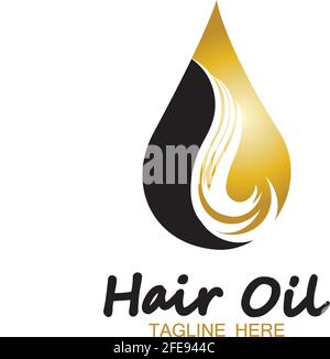 Haaröl Essential Logo mit Tropfen Öl und Haar-Logo Symbolvektor Stock Vektor