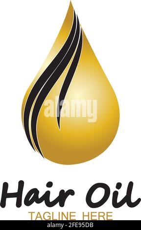 Haaröl Essential Logo mit Tropfen Öl und Haar-Logo Symbolvektor Stock Vektor