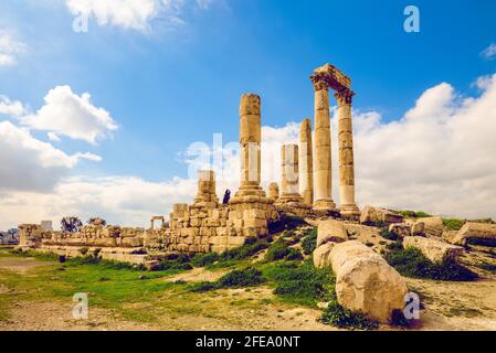 Tempel des Herkules auf der Zitadelle von Amman in Amman, Jordanien Stockfoto