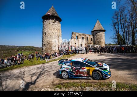 16 Fourmaux Adrien (Fra), Jamoul Renaud (bel), M-Sport Ford World Rally Team, Ford Fiesta WRC, Aktion während der Croatia Rally 2021, 3. Runde der FIA WRC 2021, FIA World Rally Car Championship, vom 22. Bis 25. April 2021 in Zagreb, Kroatien - Foto Bastien Roux / DPPI / LiveMedia Stockfoto