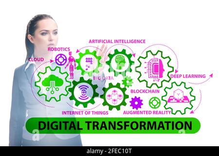 Geschäftsmann im Konzept der digitalen Transformation Stockfoto