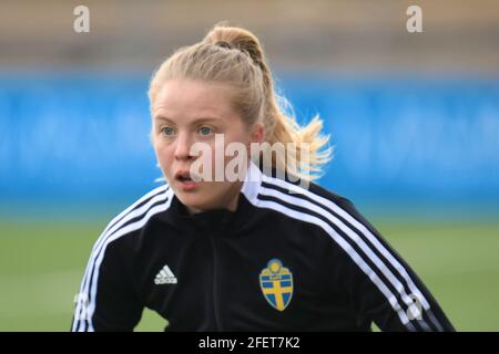 Josefine Bastas vor dem Spiel in der Schwedischen Liga OBOS Damallsvenskan am 24. April 2021 zwischen AIK und Linkopings FC bei Skytteholms IP in Stockholm, Schweden Stockfoto