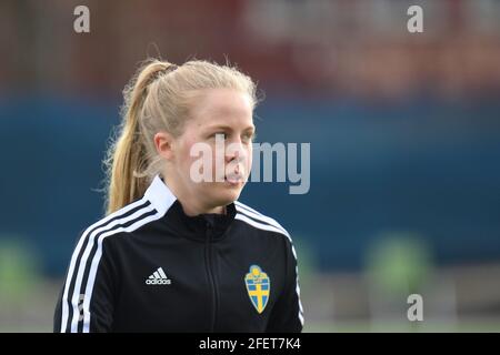 Josefine Bastas vor dem Spiel in der Schwedischen Liga OBOS Damallsvenskan am 24. April 2021 zwischen AIK und Linkopings FC bei Skytteholms IP in Stockholm, Schweden Stockfoto