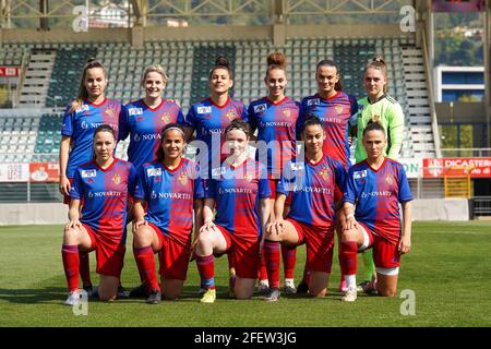 Lugano, Schweiz. April 2021. 24. April 2021, Lugano, Stadio Comunale Cornaredo, Finale 1/4 - Schweizer Cup Frauen: FC Lugano Femminile - FC Basel 1893, Teamfoto FC Basel (Schweiz/Kroatien OUT) Quelle: SPP Sport Pressefoto. /Alamy Live News Stockfoto