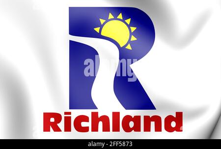 3D-Flagge von Richland (Bundesstaat Washington), USA. 3D-Illustration. Stockfoto