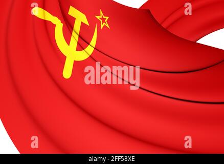 3D-Flagge der Sowjetunion. 3D-Illustration. Stockfoto