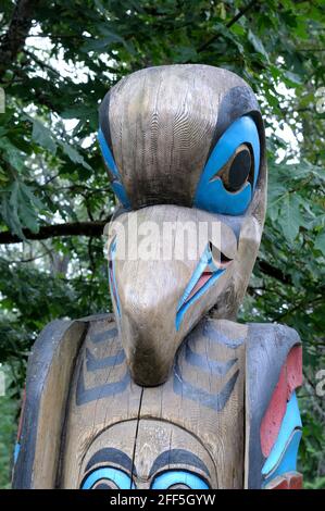 Eagle totem, Quw'utsun' Kultur- und Konferenzzentrum, Duncan, British Columbia, Kanada Stockfoto