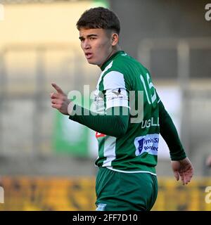 Lommels Manfred Alonso Ugalde Arce im Bild während eines Fußballmatches zwischen Lommel SK und RFC Seraing, Samstag, 24. April 2021 in Lommel, am letzten Tag Stockfoto