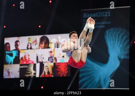 Basel, Schweiz. April 2021. NAGORNYY Nikita (Russland) am Boden während der Artistic Gymanstics 2021 European Championship - Finale, Gymnastik in Basel, Schweiz, 24 2021. April Quelle: Independent Photo Agency/Alamy Live News Stockfoto