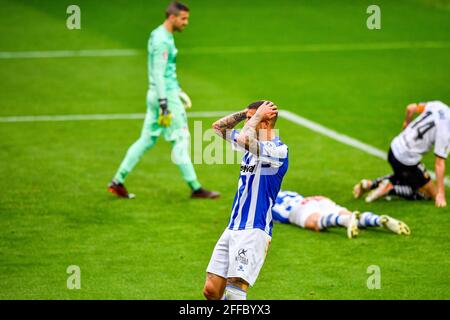 Valencia, Spanien. April 2021. VALENCIA, SPANIEN - 24. APRIL: Joselu von Deportivo Alavés während des La Liga-Spiels zwischen Valencia CF und Deportivo Alaves am 24. April 2021 im Estadio Mestalla in Valencia, Spanien (Foto von Pablo Morano/Orange Picics) Credit: Orange Pics BV/Alamy Live News Stockfoto