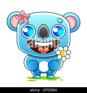 Einzigartige Koala Logo Maskottchen Zeichen Vorlage Vektor Illustration. Stock Vektor