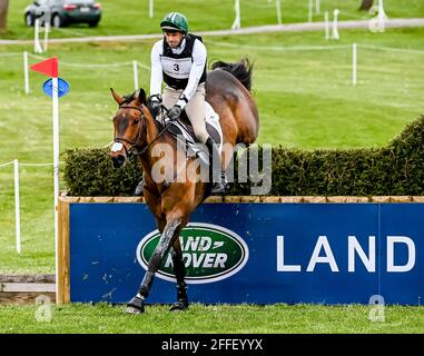 Lexington, KY, USA. April 2021. 24. April 2021: William Coleman startet in der Cross Country Phase des 5-Tage-Events Land Rover 3* an Bord von Dondante im Kentucky Horse Park in Lexington, Kentucky. Scott Serio/Eclipse Sportswire/CSM/Alamy Live News Stockfoto