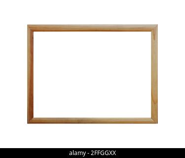 Holzrahmen oder Fotorahmen isoliert auf weißem Hintergrund. Objekt mit Beschneidungspfad. Vintage, Retro-Rahmen ideal für Werbung Hintergrund. Stockfoto