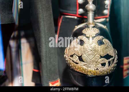 Militärische Kopfbedeckung der russischen Armee des 18. Jahrhunderts. Stockfoto