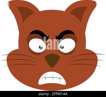 Vektor-Emoticon Illustration einer Cartoon-Katze Kopf mit einem Wütender Ausdruck Stock Vektor