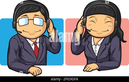 Call Center Operator Customer Service Worker Hotline Cartoon Vector Stock Vektor