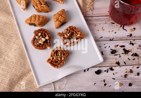 Typisch arabisches Chebakia süß, ideal im ramadan Stockfoto
