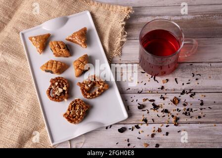 Typisch arabisches Chebakia süß, ideal im ramadan Stockfoto