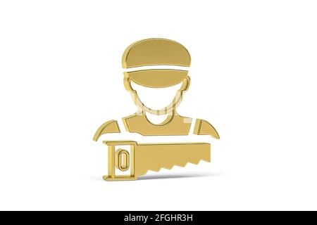 Golden 3d Tischlerei Symbol isoliert auf weißem Hintergrund - 3d Rendern Stockfoto