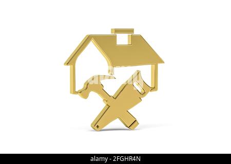 Golden 3d Tischlerei Symbol isoliert auf weißem Hintergrund - 3d Rendern Stockfoto