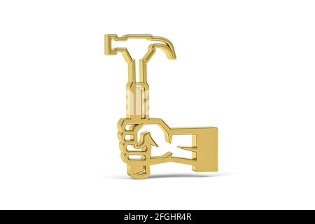 Golden 3d Tischlerei Symbol isoliert auf weißem Hintergrund - 3d Rendern Stockfoto