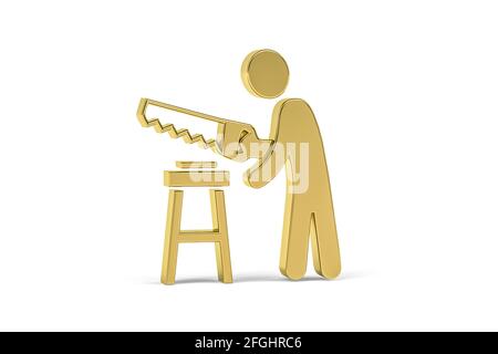 Golden 3d Tischlerei Symbol isoliert auf weißem Hintergrund - 3d Rendern Stockfoto
