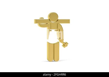 Golden 3d Tischlerei Symbol isoliert auf weißem Hintergrund - 3d Rendern Stockfoto