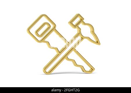 Golden 3d Tischlerei Symbol isoliert auf weißem Hintergrund - 3d Rendern Stockfoto